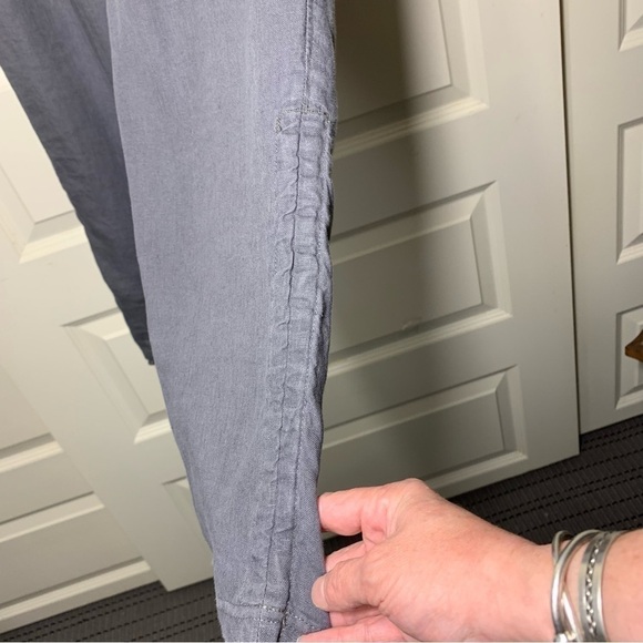 ELLEN Tracy Gray Linen Hi Rise Ankle Pants Pull on Jogger Elastic Band Sz L - Picture 11 of 14